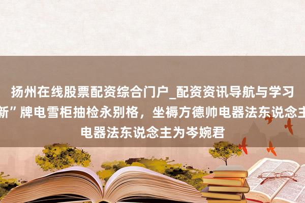 扬州在线股票配资综合门户_配资资讯导航与学习入口 “夏新”牌电雪柜抽检永别格，坐褥方德帅电器法东说念主为岑婉君