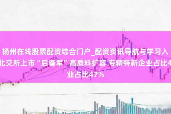 扬州在线股票配资综合门户_配资资讯导航与学习入口 北交所上市“后备军”高质料扩容 专精特新企业占比47%
