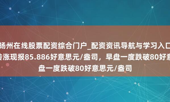 扬州在线股票配资综合门户_配资资讯导航与学习入口 现货白银转涨现报85.886好意思元/盎司，早盘一度跌破80好意思元/盎司