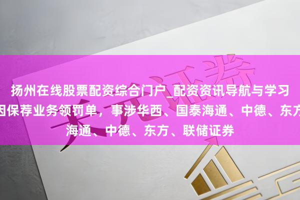 扬州在线股票配资综合门户_配资资讯导航与学习入口 5券商因保荐业务领罚单,事涉华西、国泰海通、中德、东方、联储证券