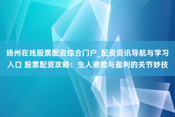 扬州在线股票配资综合门户_配资资讯导航与学习入口 股票配资攻略：生人避险与盈利的关节妙技